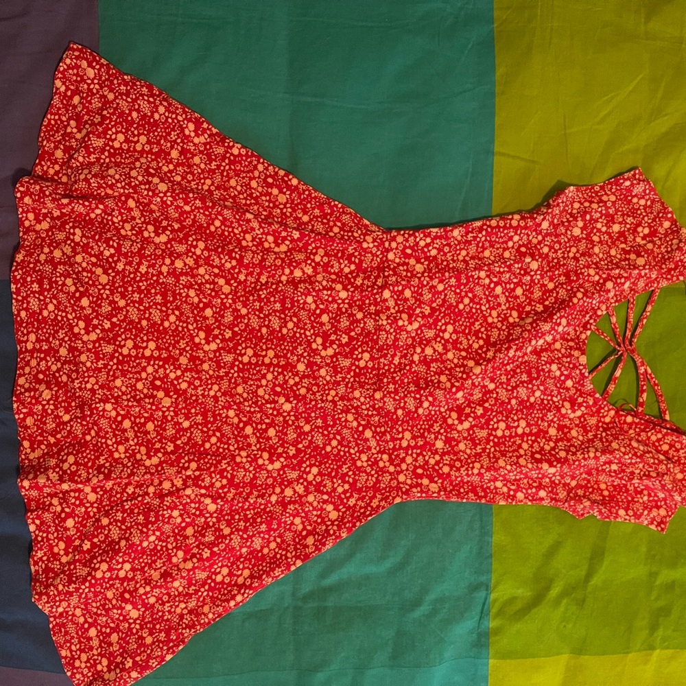 Bershka Red Halter Mini Sundress